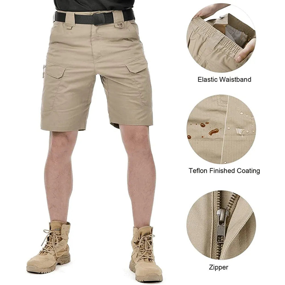 Men Urban Military Tactical Shorts Outdoor Waterproof Wear Resistant Cargo Shorts Quick Dry Multi pocket Plus Size Hiking Pants